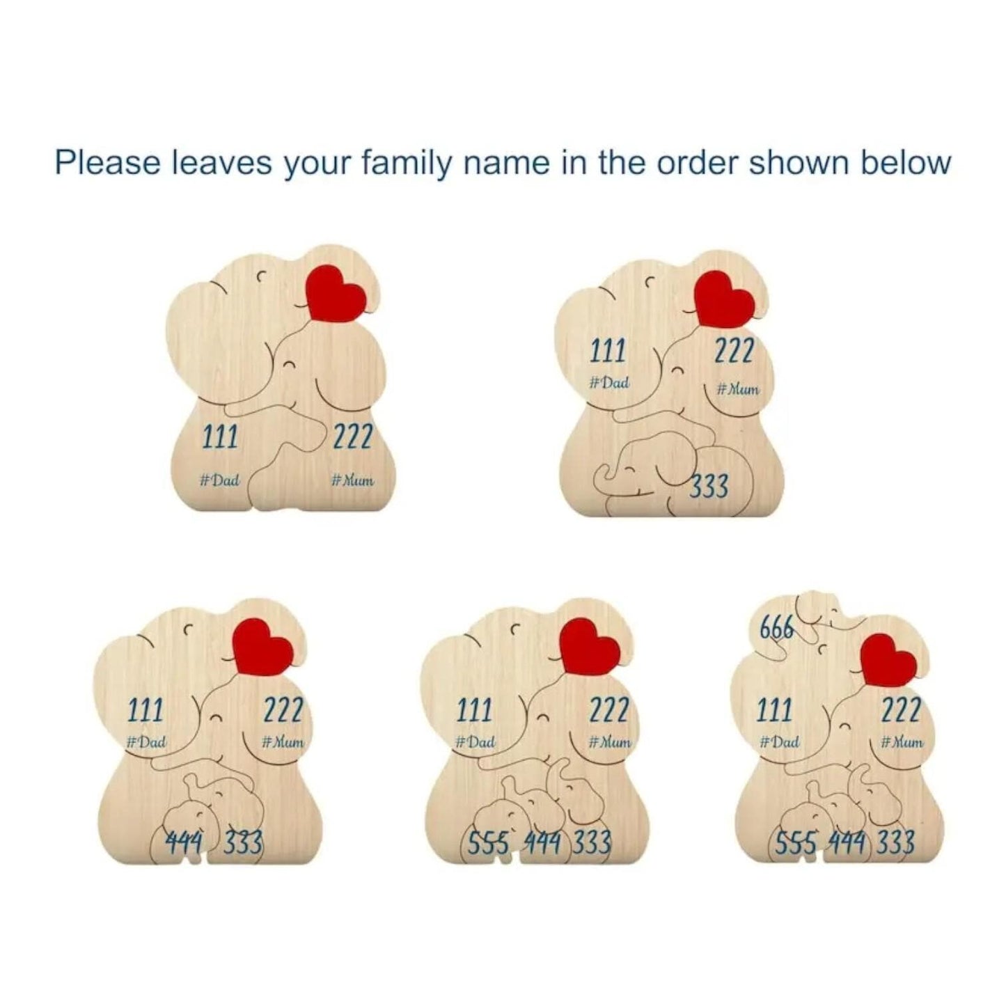 Personalised Elephant Family Puzzle