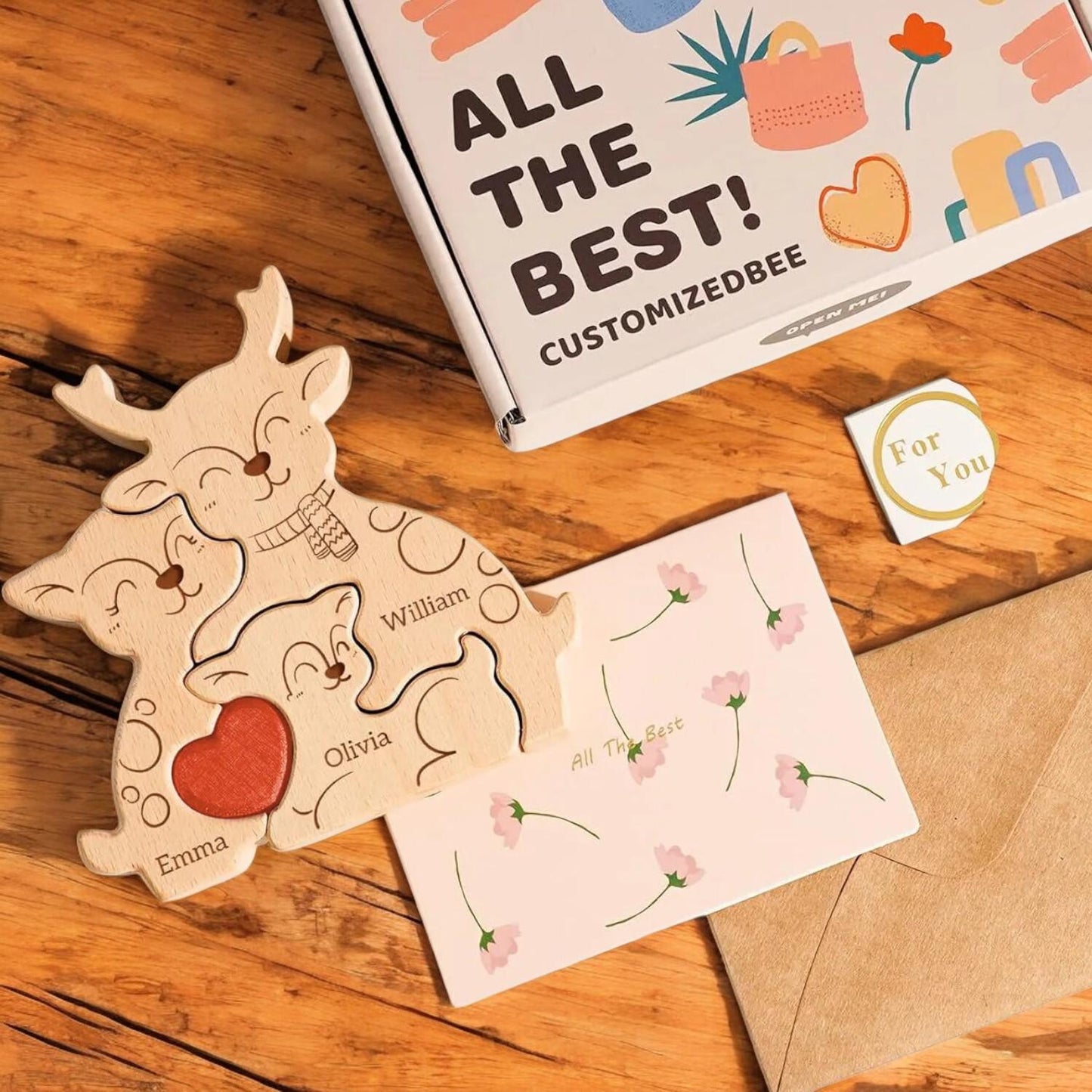 Personalised Deer Family Puzzle