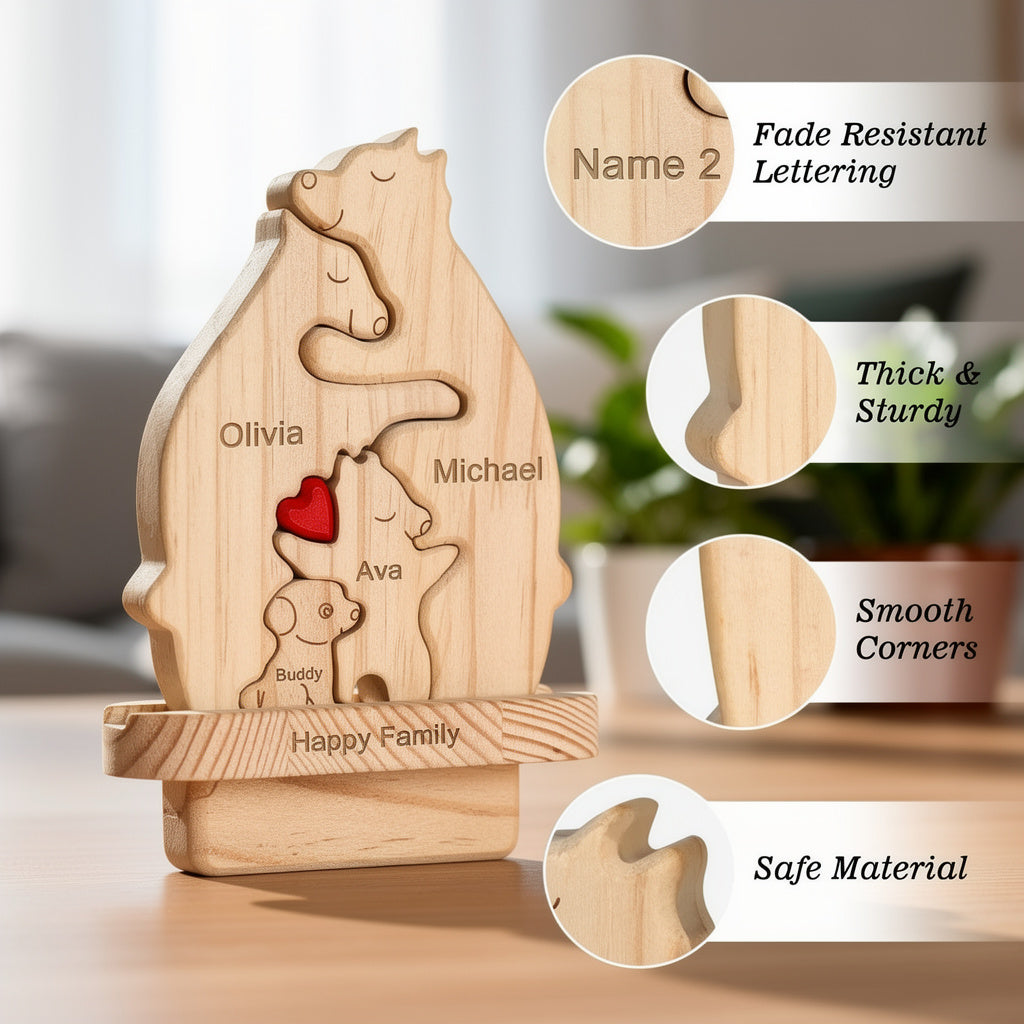 Personalised Bear Family Puzzle With Dog