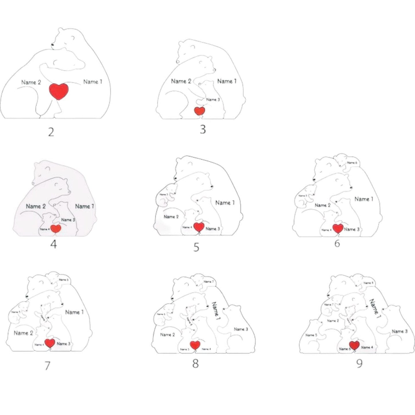 Personalised Wooden Bear Family Puzzle