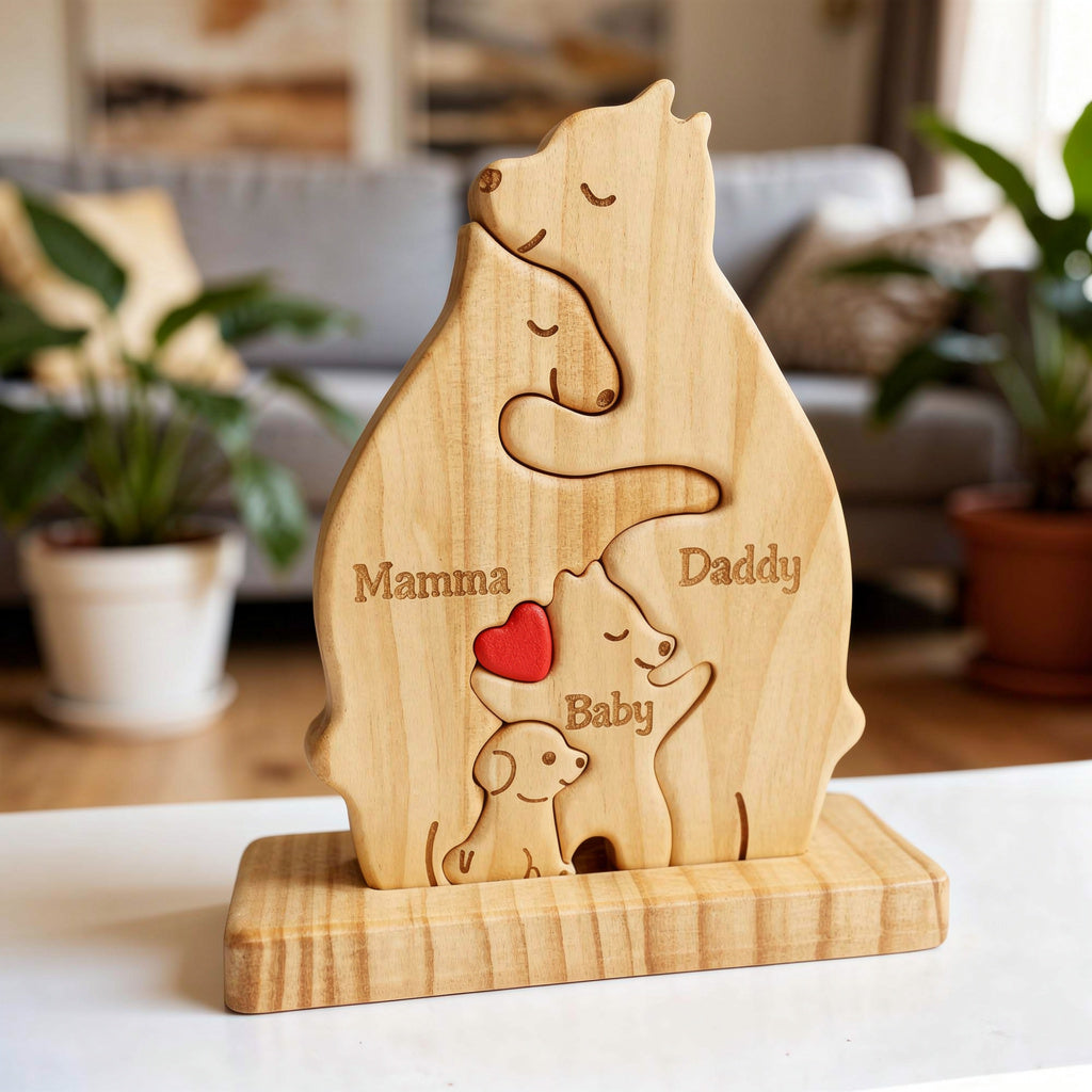 Personalised Bear Family Puzzle With Dog