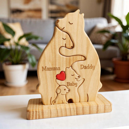 Personalised Bear Family Puzzle With Dog
