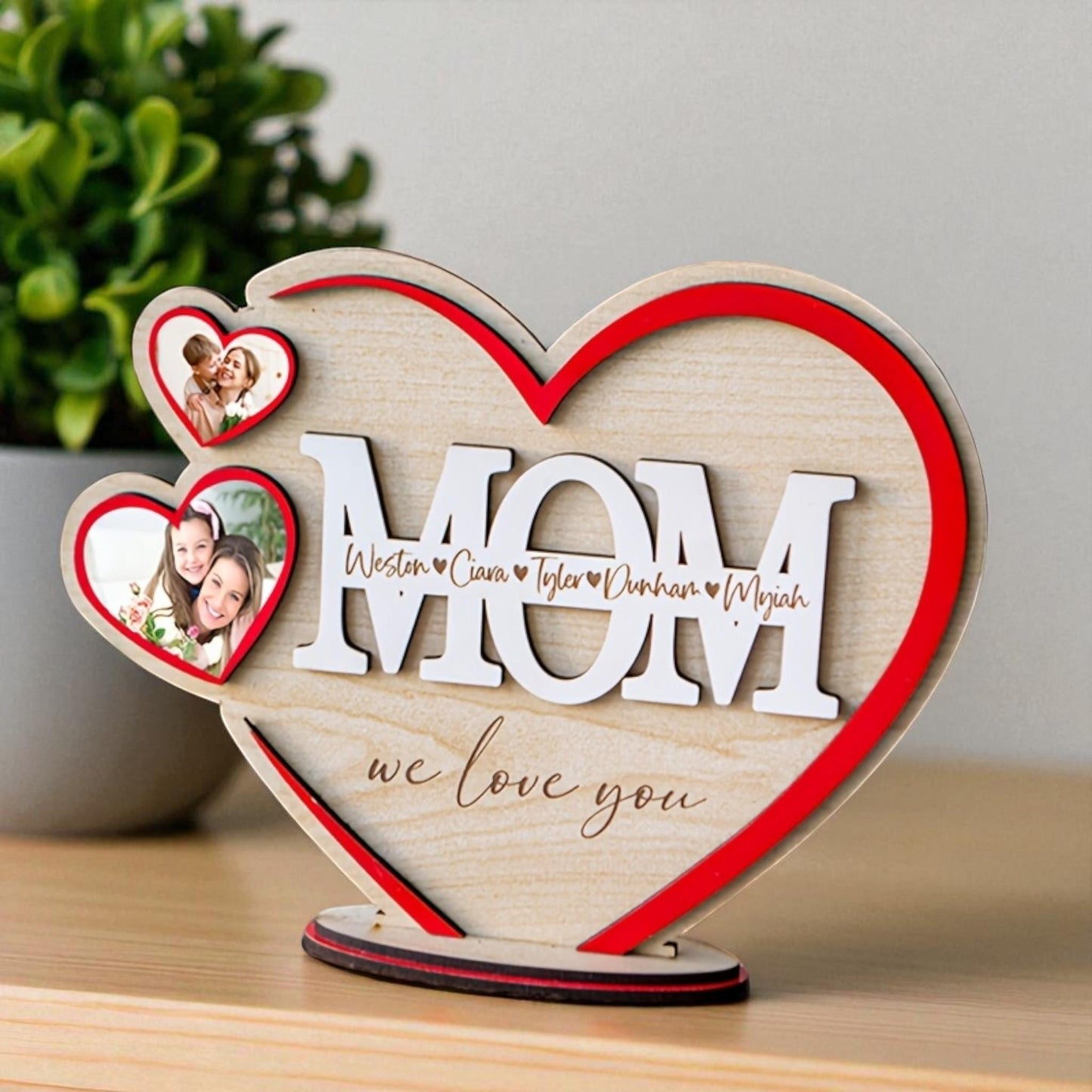 Personalised Heart Shaped Mom Plaque