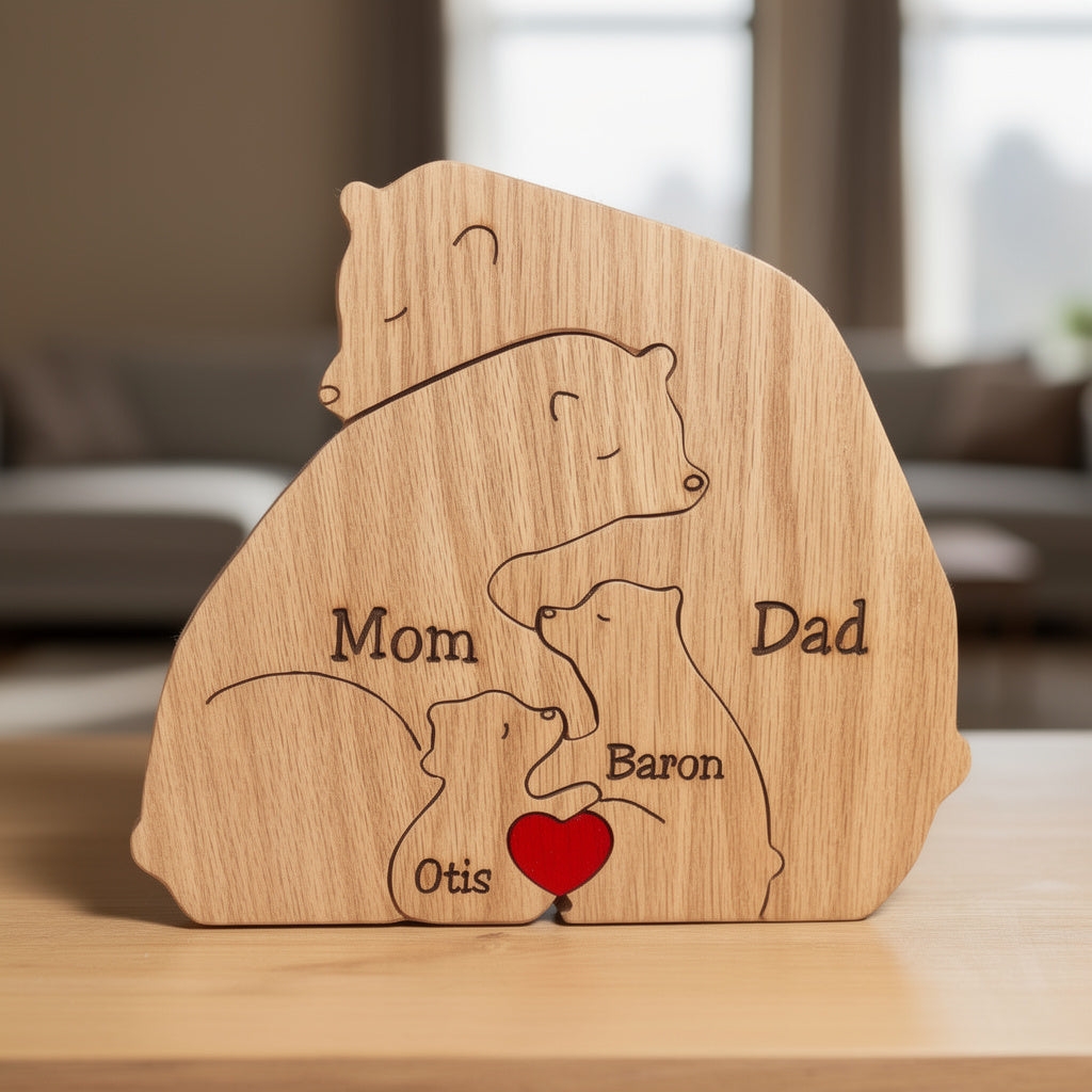 Personalised Wooden Bear Family Puzzle